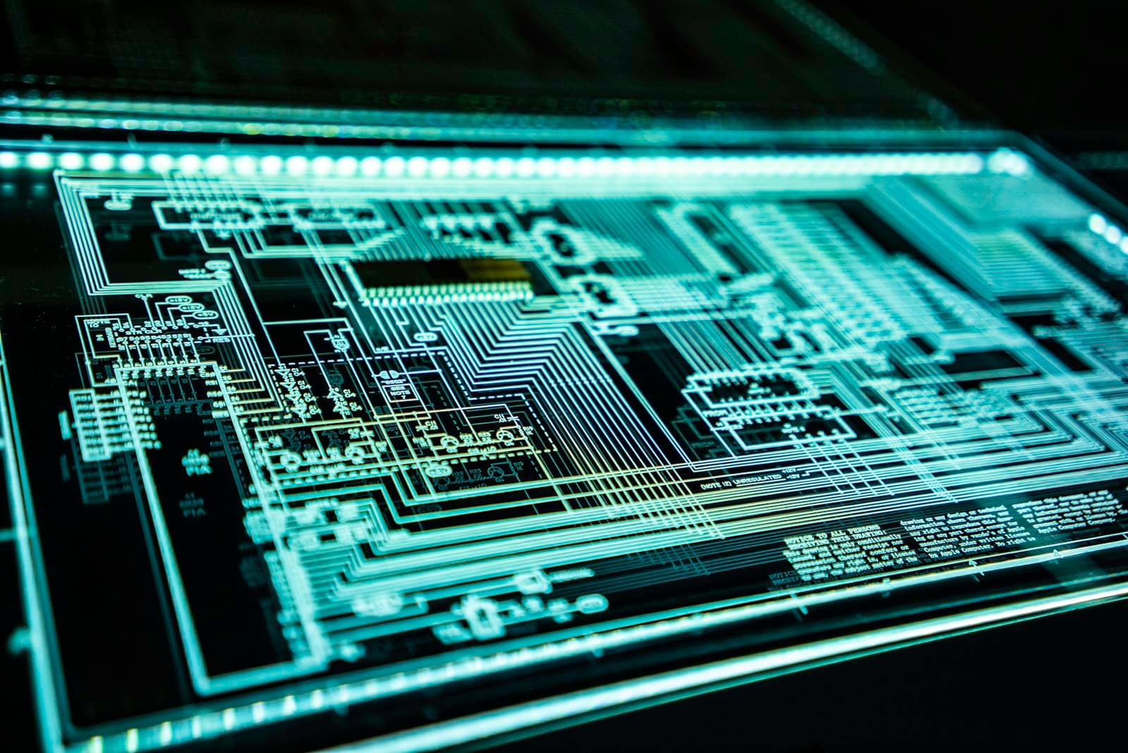 Circuit board layout used as a plate for technical terrain